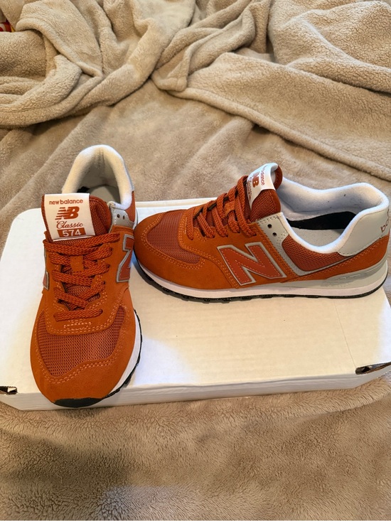 New Balance Shoes - New Balance Women Orange and Gray 574 Classic Sneakers